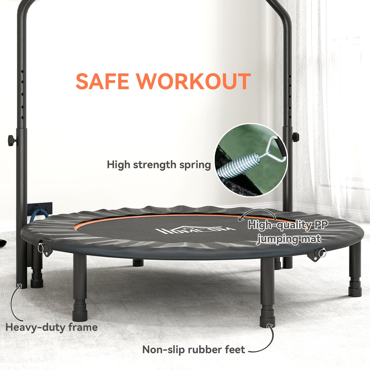 HOMCOM 48" Foldable Mini Fitness Trampoline - Black