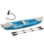 Outsunny Inflatable Kayak 2-Person Inflatable Canoe Boat Set with Air Pump, Aluminium Oars, Blue, 330 x 105 x 50 cm