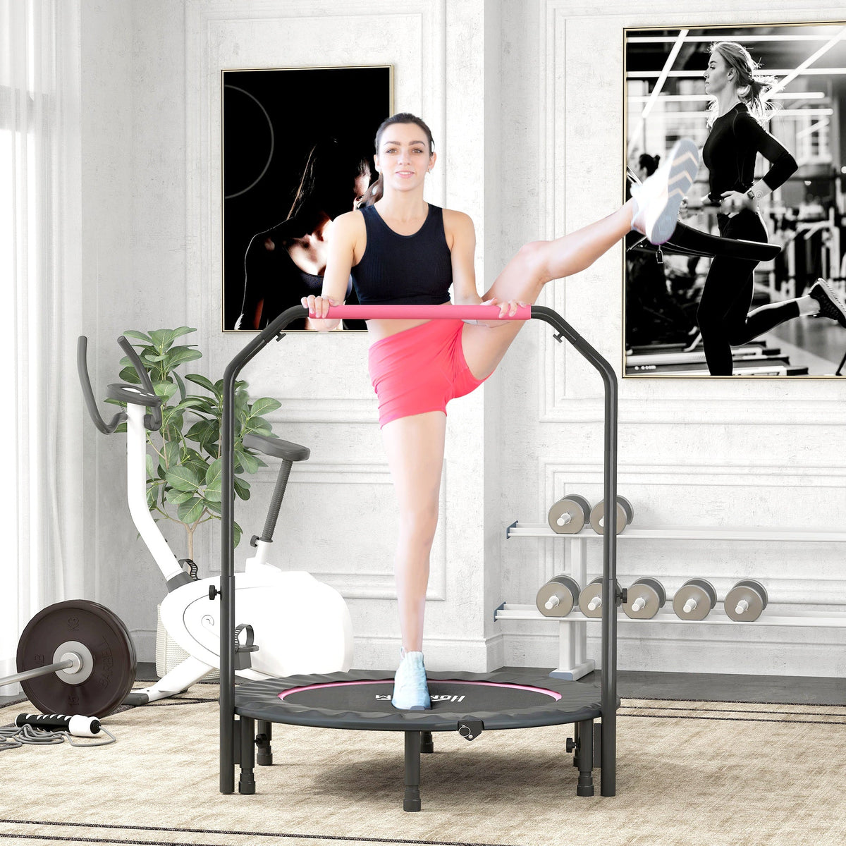 HOMCOM 45" Foldable Mini Fitness Trampoline - Black