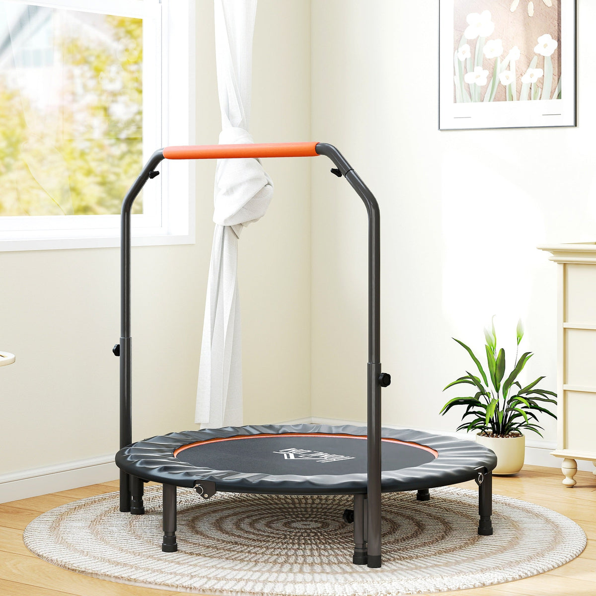HOMCOM 48" Foldable Mini Fitness Trampoline - Black