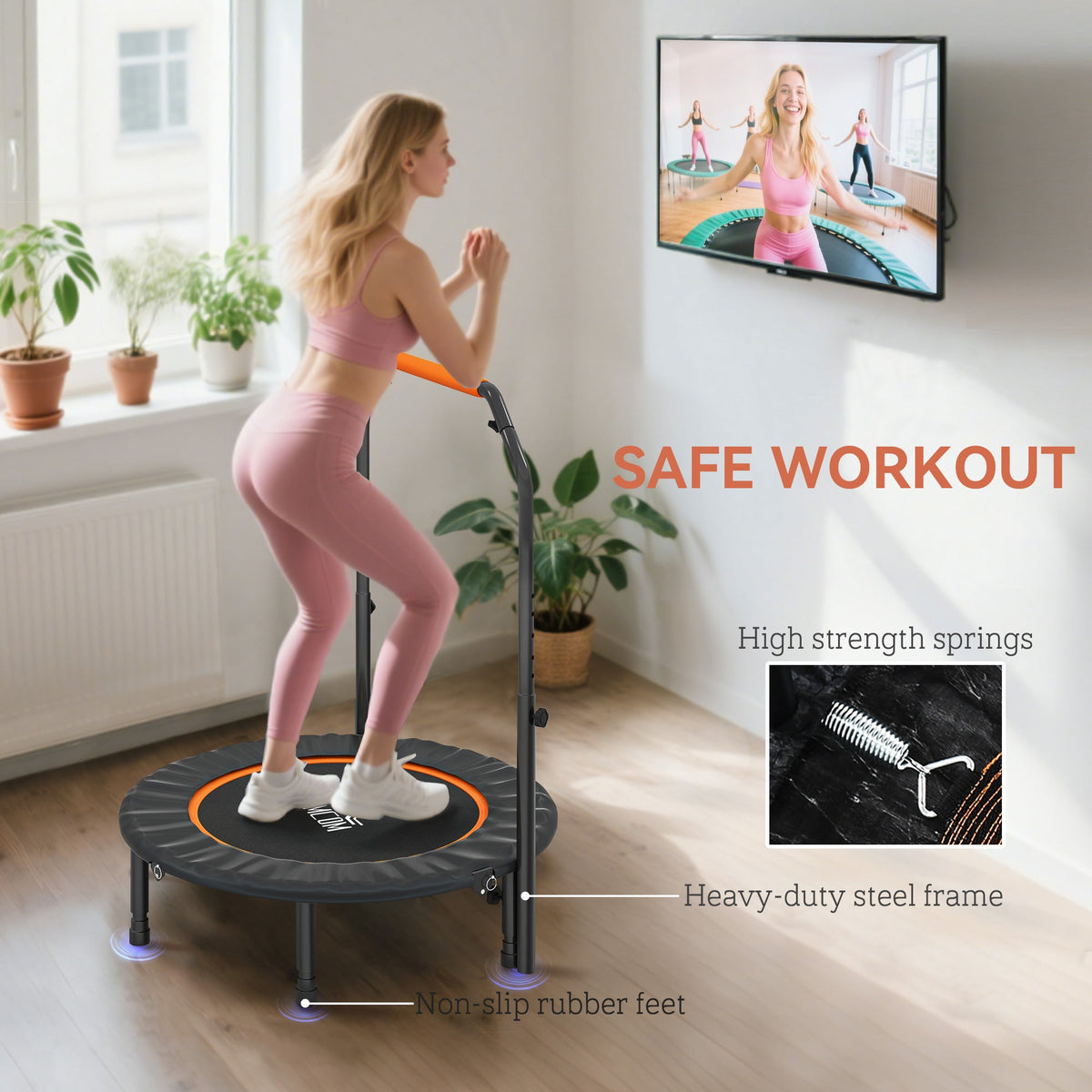 HOMCOM 40" Foldable Mini Fitness Trampoline - Black