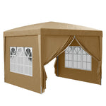 Outsunny 3x3m Pop Up Gazebo with Sidewalls & Windows - Khaki