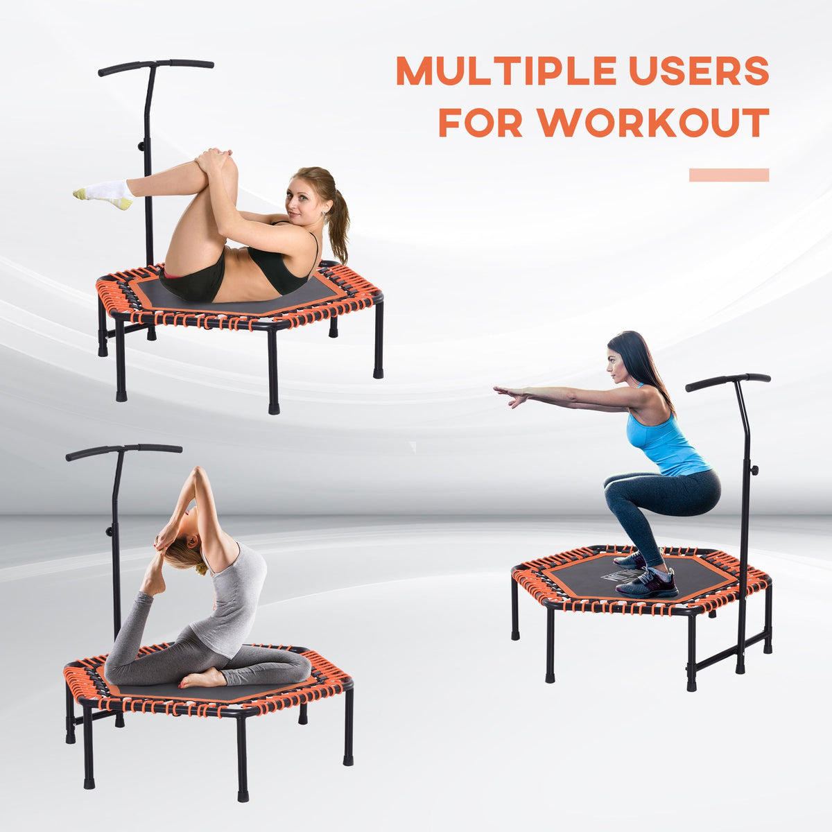 HOMCOM Mini Trampoline with Adjustable Handle
