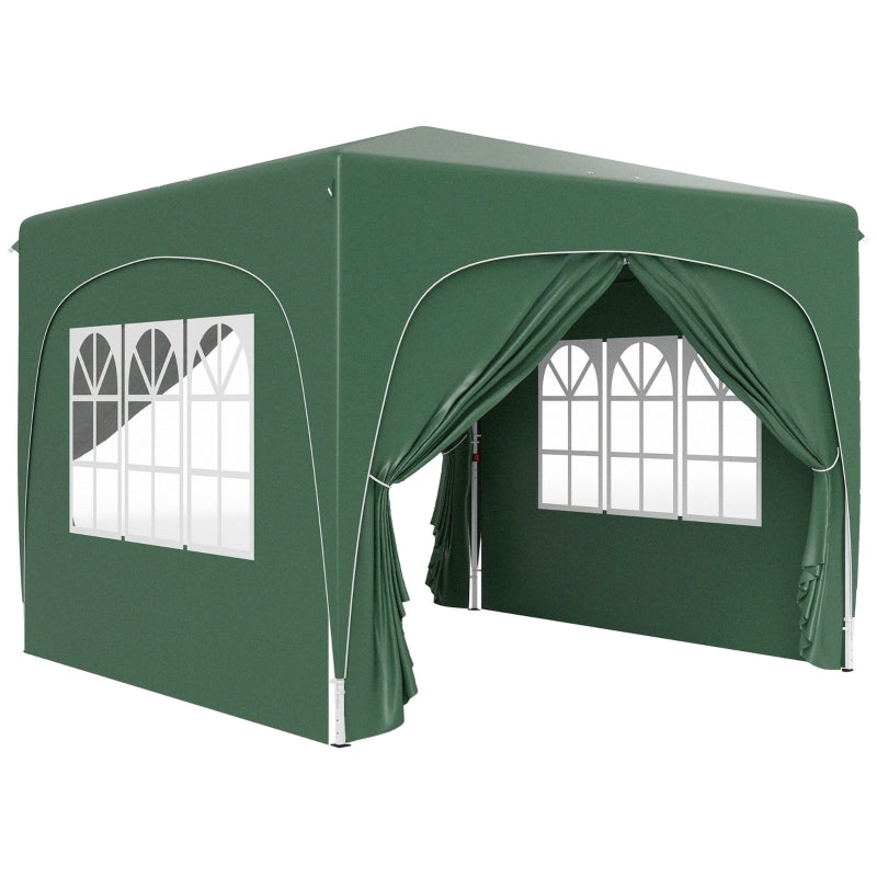 Outsunny 3x3m UPF50+ Pop Up Gazebo with Sides - Dark Green - Dark Green