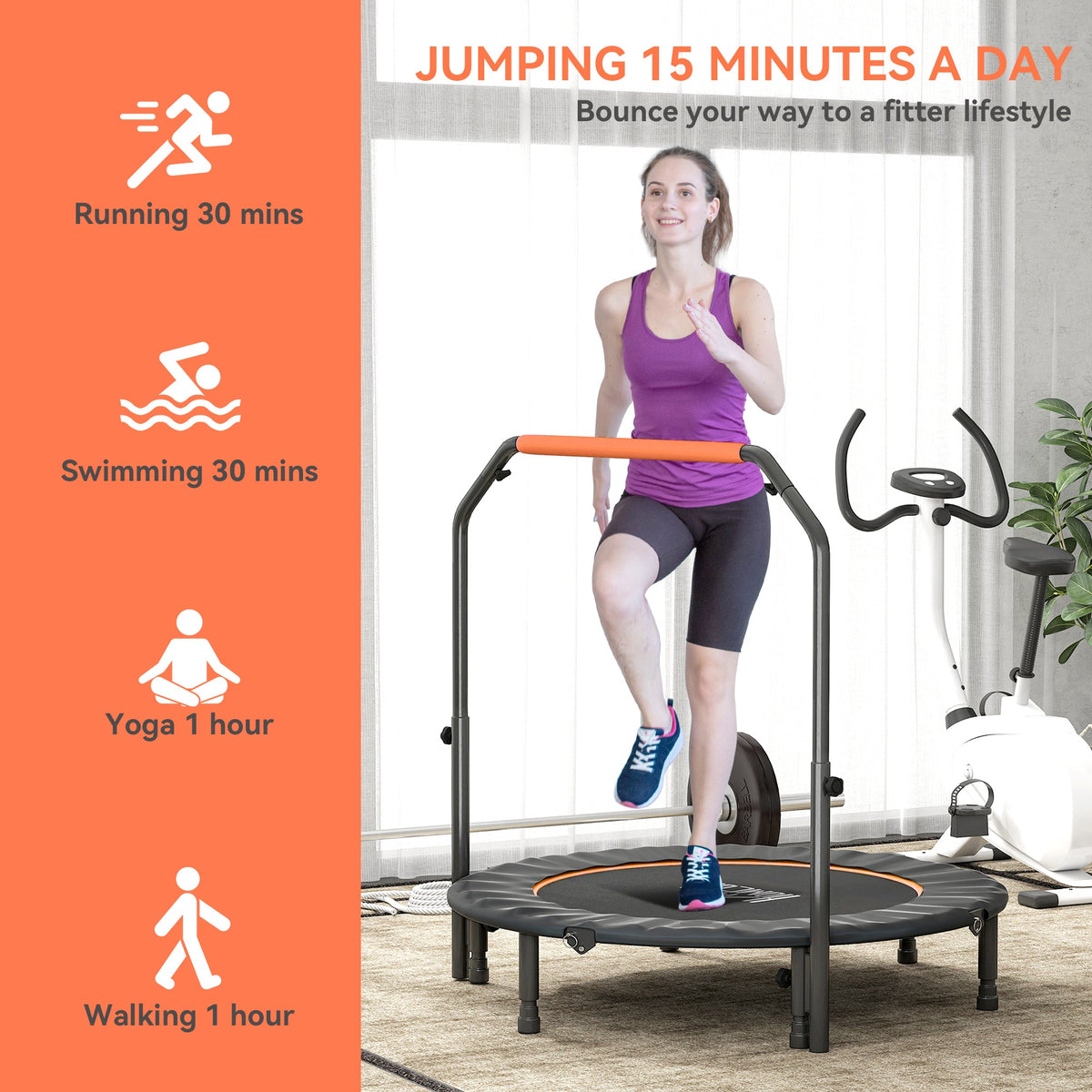 HOMCOM 48" Foldable Mini Fitness Trampoline - Black