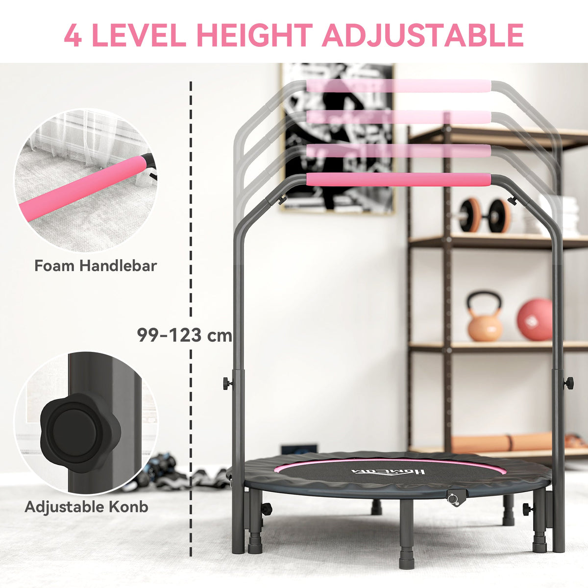 HOMCOM 45" Foldable Mini Fitness Trampoline - Black