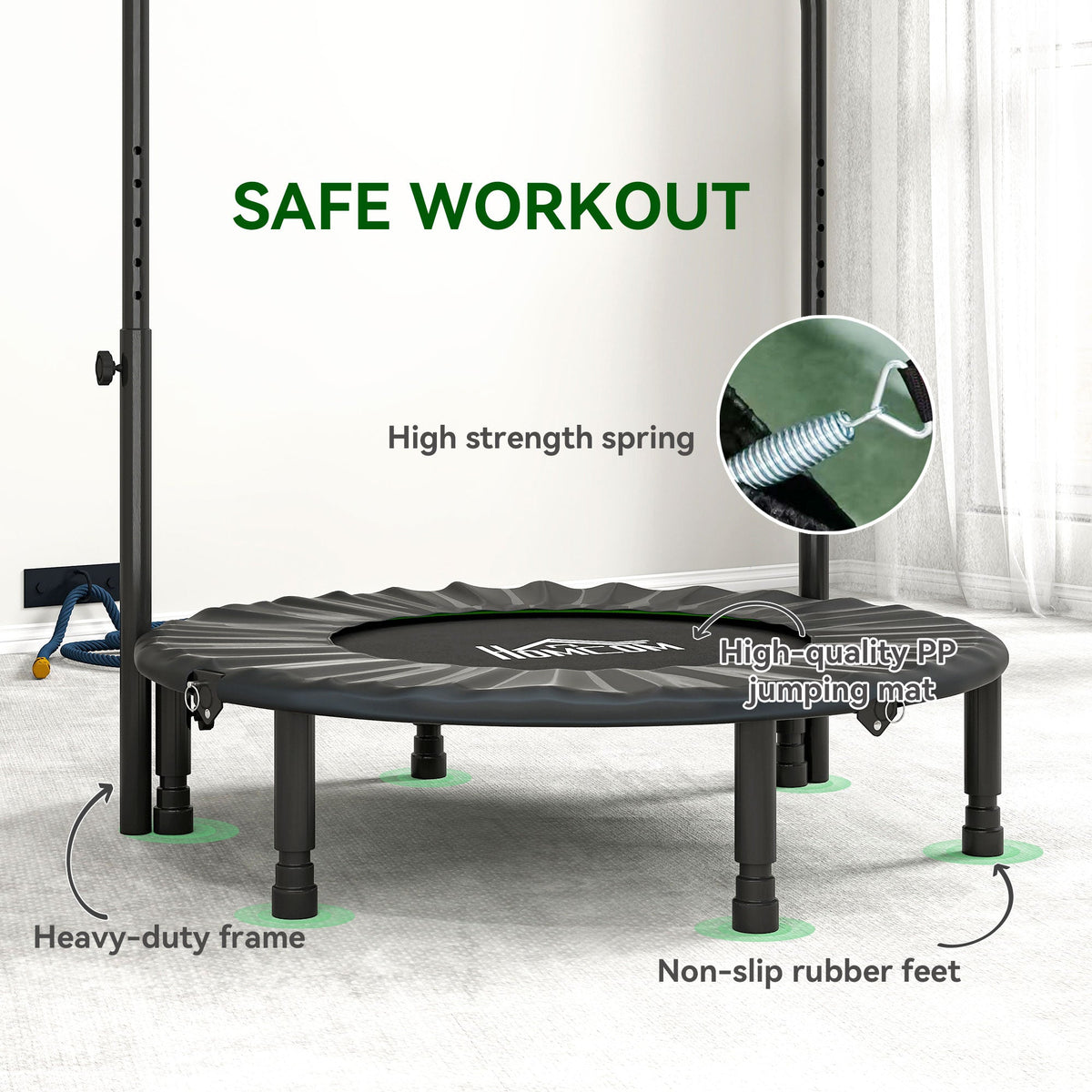 HOMCOM 40" Foldable Mini Fitness Trampoline - Black