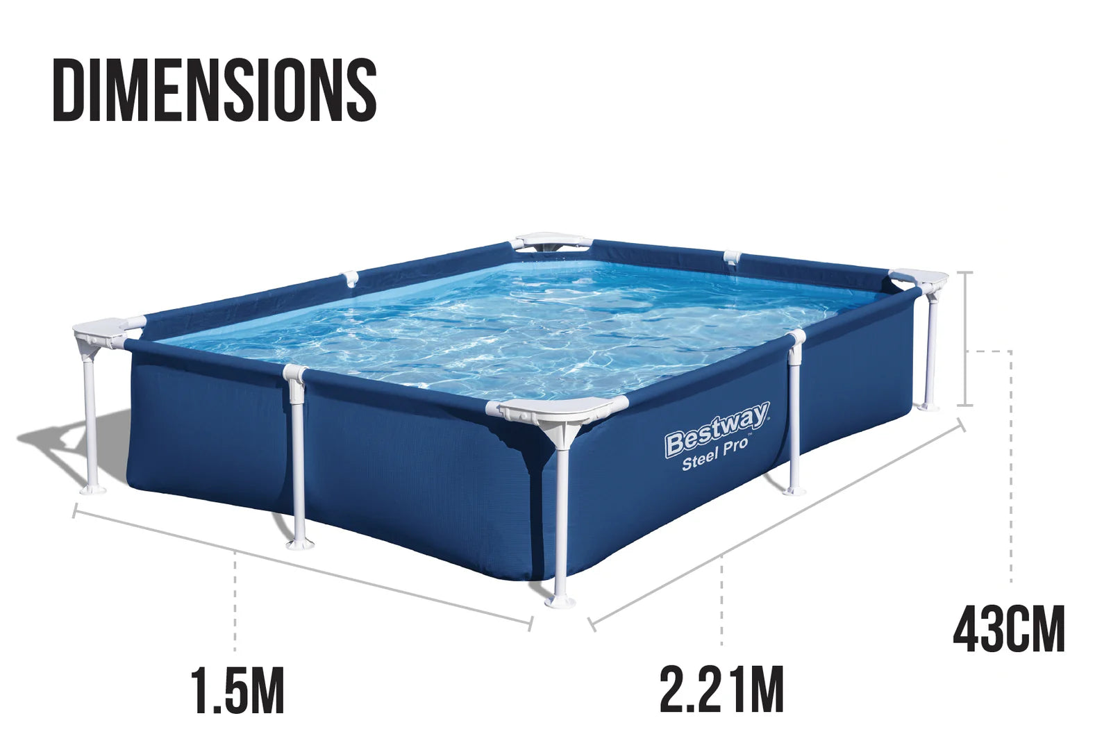 Bestway Rectangle Steel Pro Pool 7.3ft x 59in x 17in 8