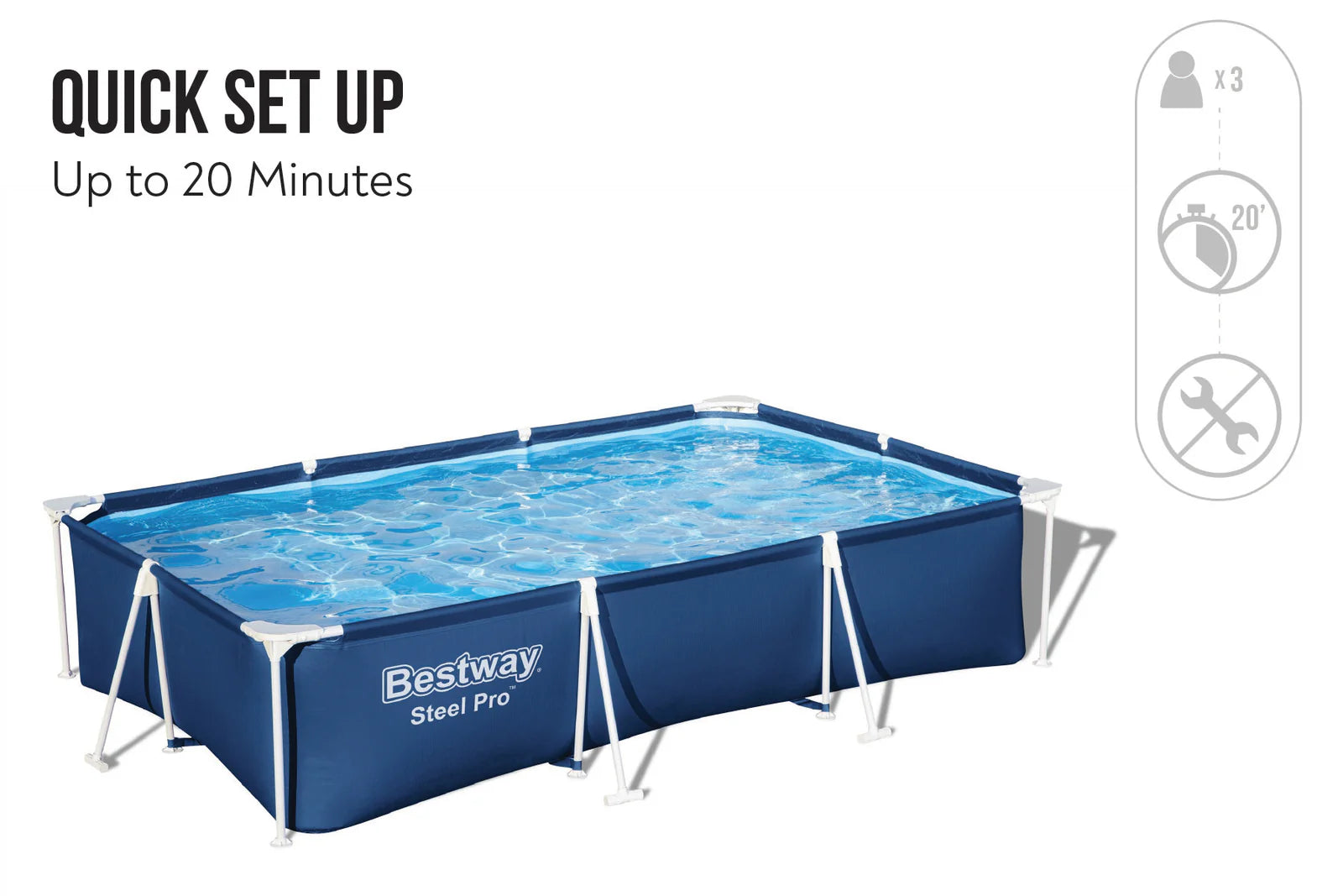Bestway Rectangle Steel Pro Pool 9ft x 6.7ft x 26in 2