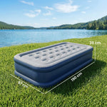 Outsunny Inflatable Mattress, Single Air Bed with Built-in Electric Pump, 3 Mins Inflation, Flocked Surface - Grey