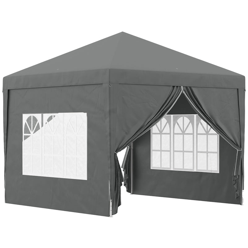 Outsunny 3x3m Pop Up Gazebo with Sidewalls & Windows - Grey
