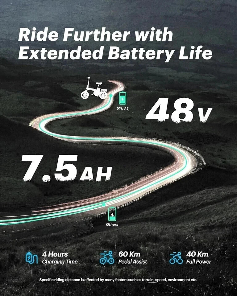 DYU A5 14" Foldable Electric Bike 250W 48V 7.5Ah