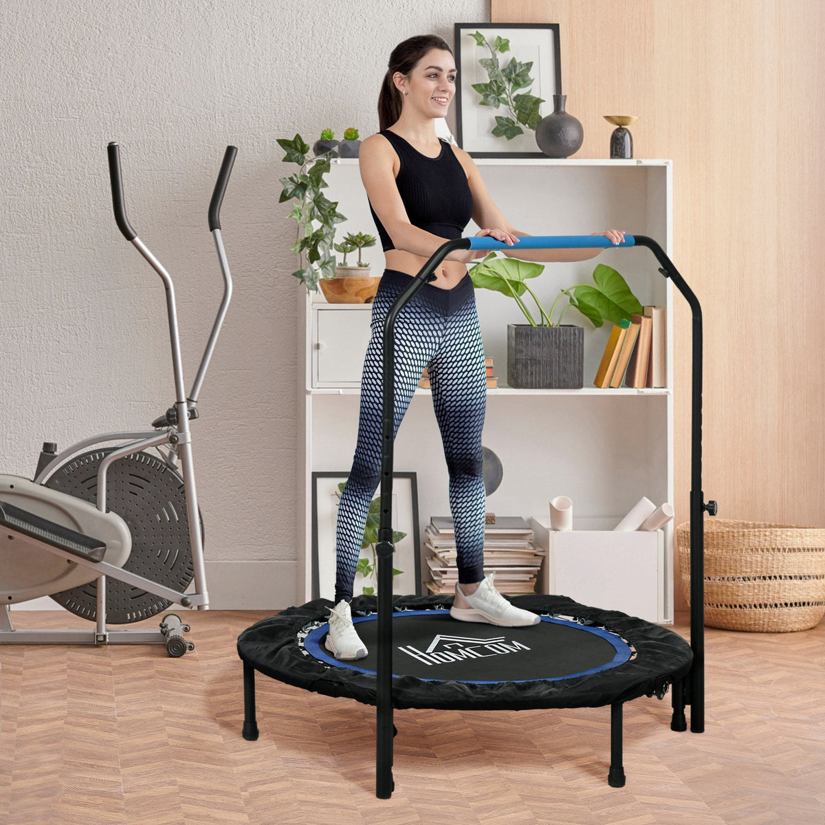 HOMCOM 40" Foldable Mini Fitness Trampoline - Black