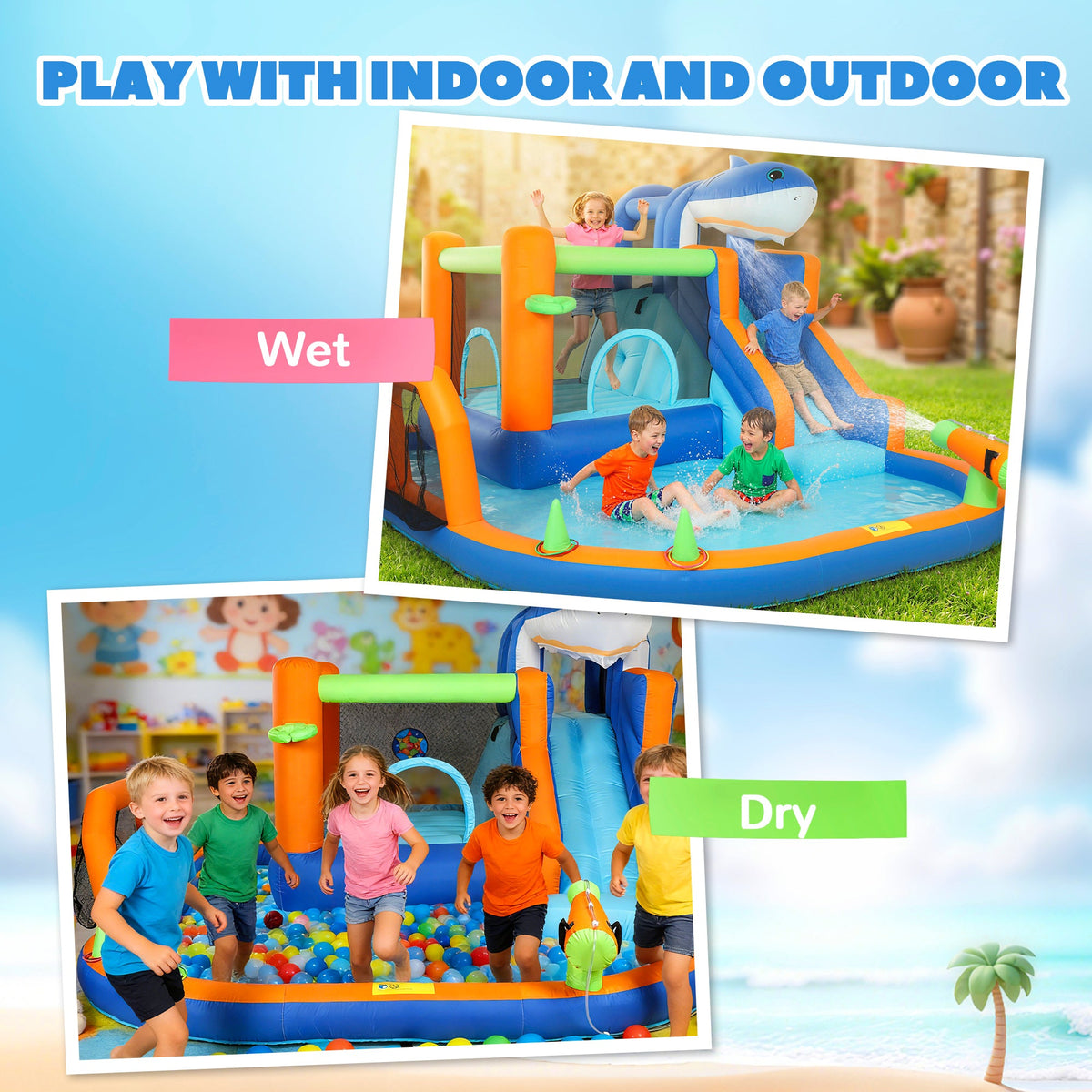 AIYAPLAY Shark Bounce House with Slide