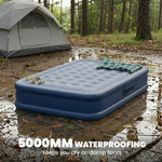 Outsunny Inflatable Mattress, Double Air Bed with Built-in Electric Pump, 3 Mins Inflation, Flocked Surface - Grey