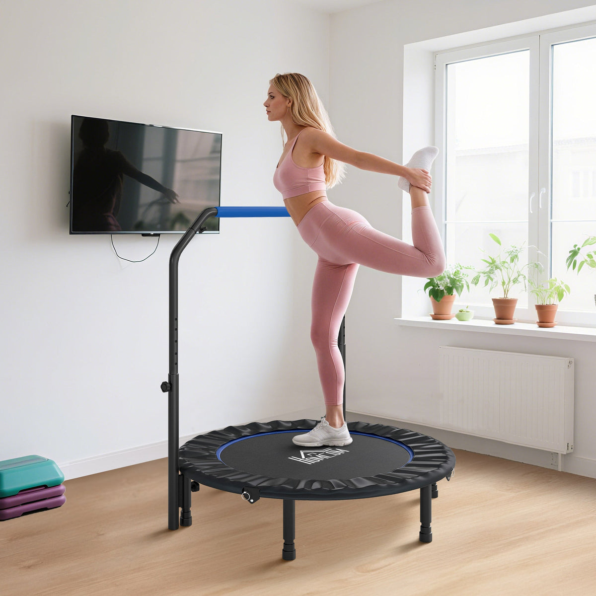 HOMCOM 45" Foldable Mini Fitness Trampoline - Black