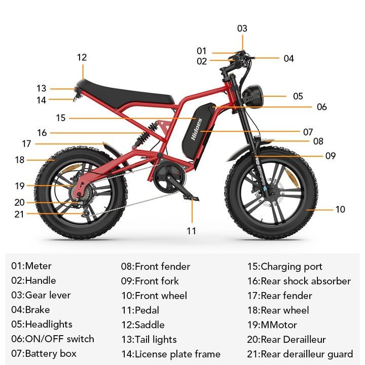 Hidoes B6 20" Fat Tyre Electric Electric Bike 700W 48V 15.6AH