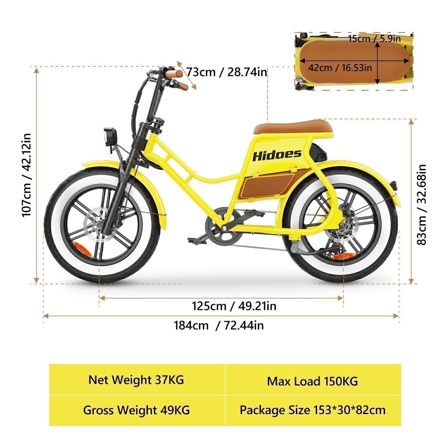 Hidoes C8 20” Fat Tire Electric Bike 700W 48V 17AH