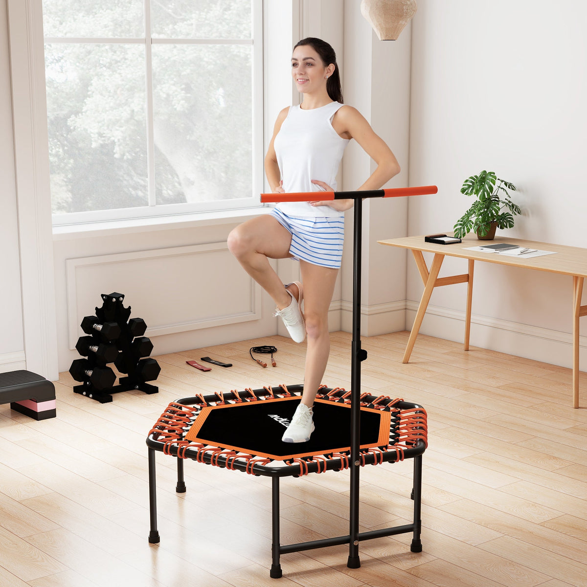SPORTNOW 45" Bungee Fitness Trampoline with Handle - Blue