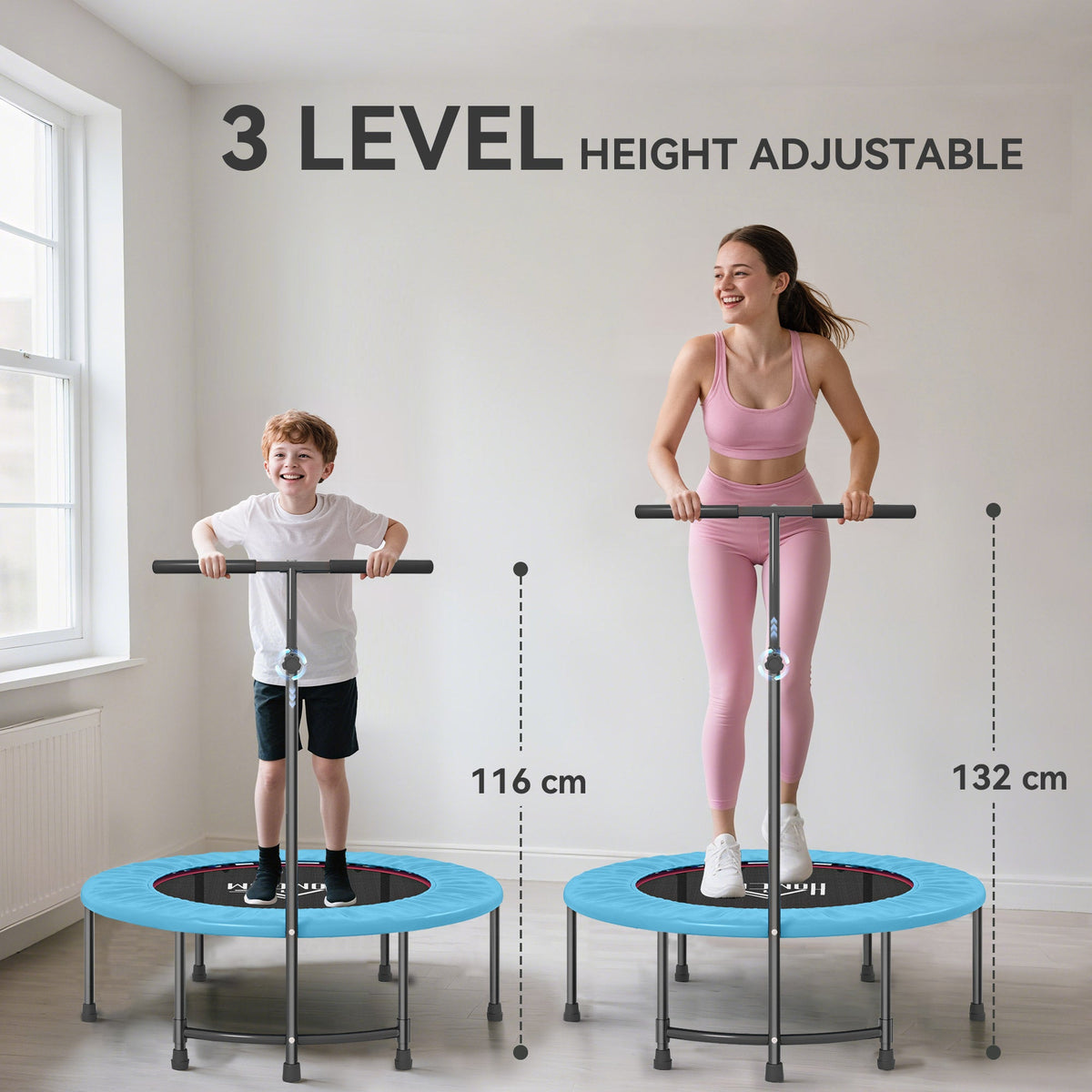 HOMCOM 40" Mini Fitness Trampoline with Handle - Black