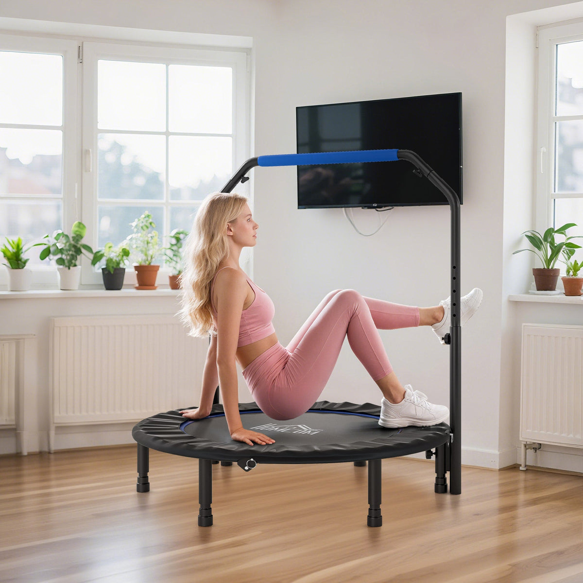 HOMCOM 45" Foldable Mini Fitness Trampoline - Black