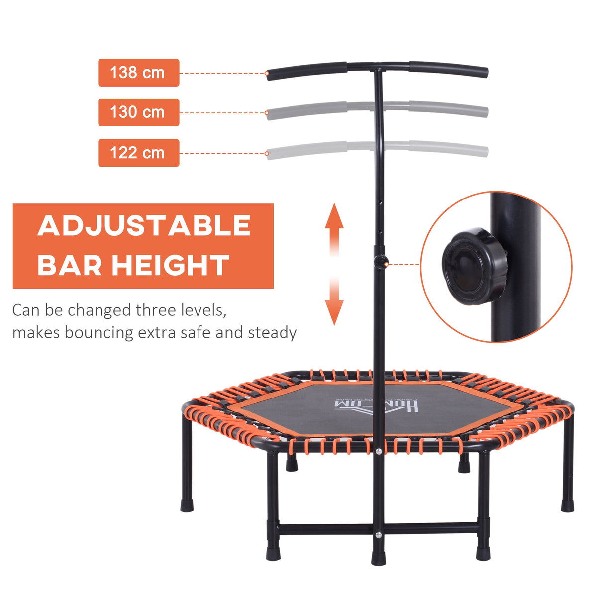 HOMCOM Mini Trampoline with Adjustable Handle