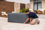 Lay-Z-Spa Stockholm thermal cover being secured
