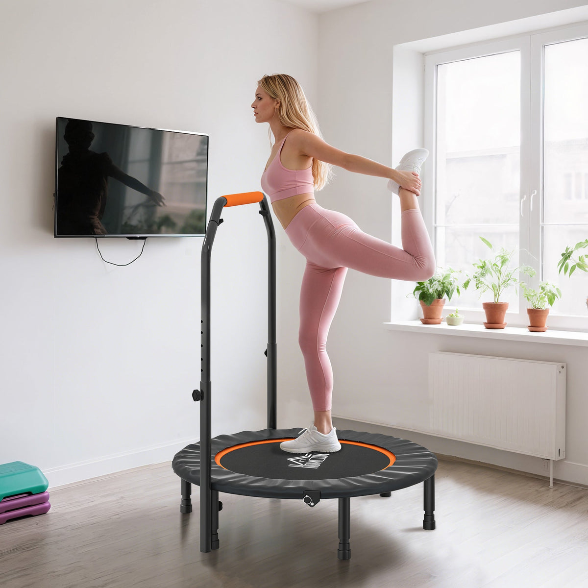 HOMCOM 40" Foldable Mini Fitness Trampoline - Black