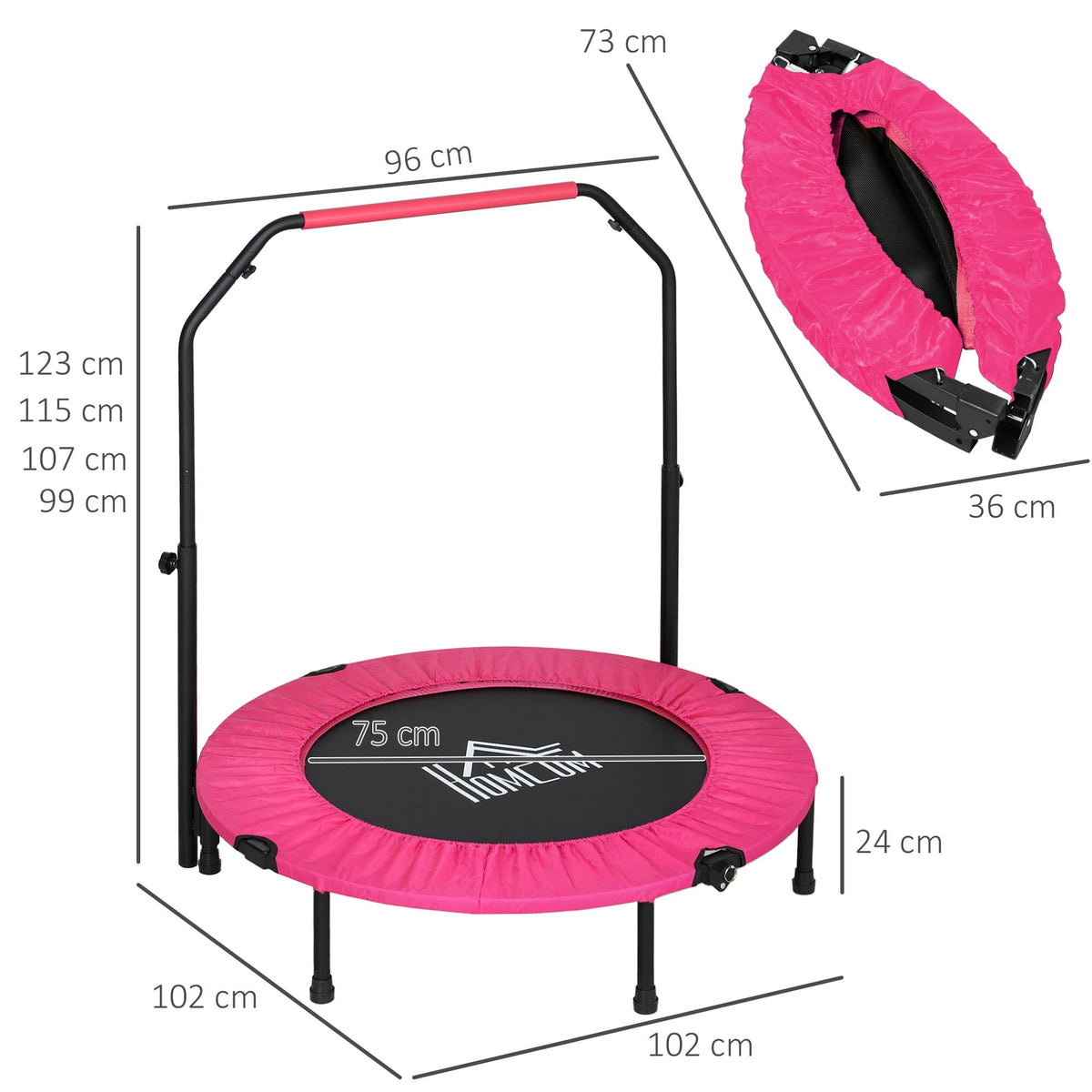 HOMCOM 40" Foldable Mini Fitness Trampoline - Black
