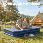 Outsunny Inflatable Mattress, Double Air Bed with Built-in Electric Pump, 3 Mins Inflation, Flocked Surface - Grey