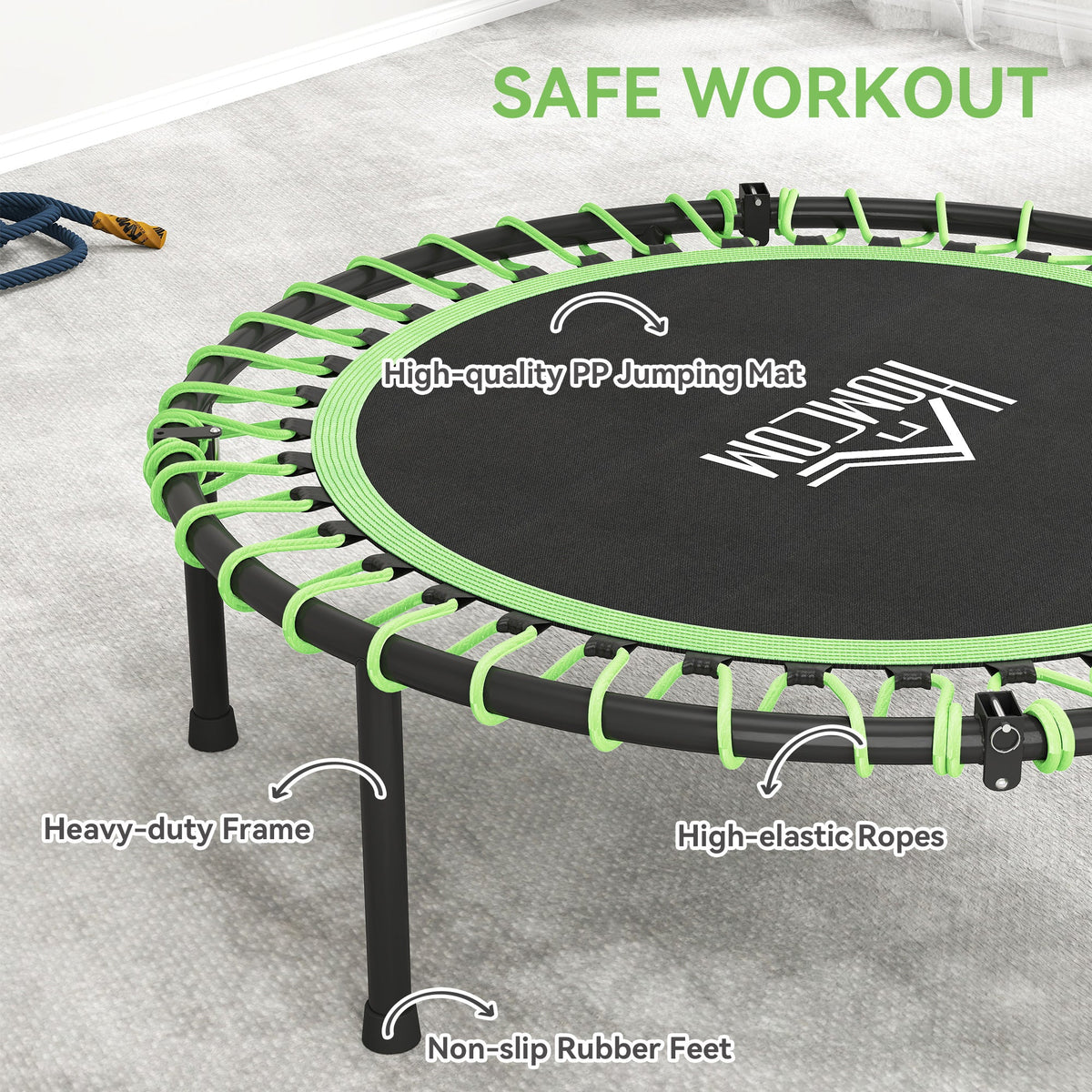HOMCOM Mini Round Trampoline with Adjustable Handle - Green