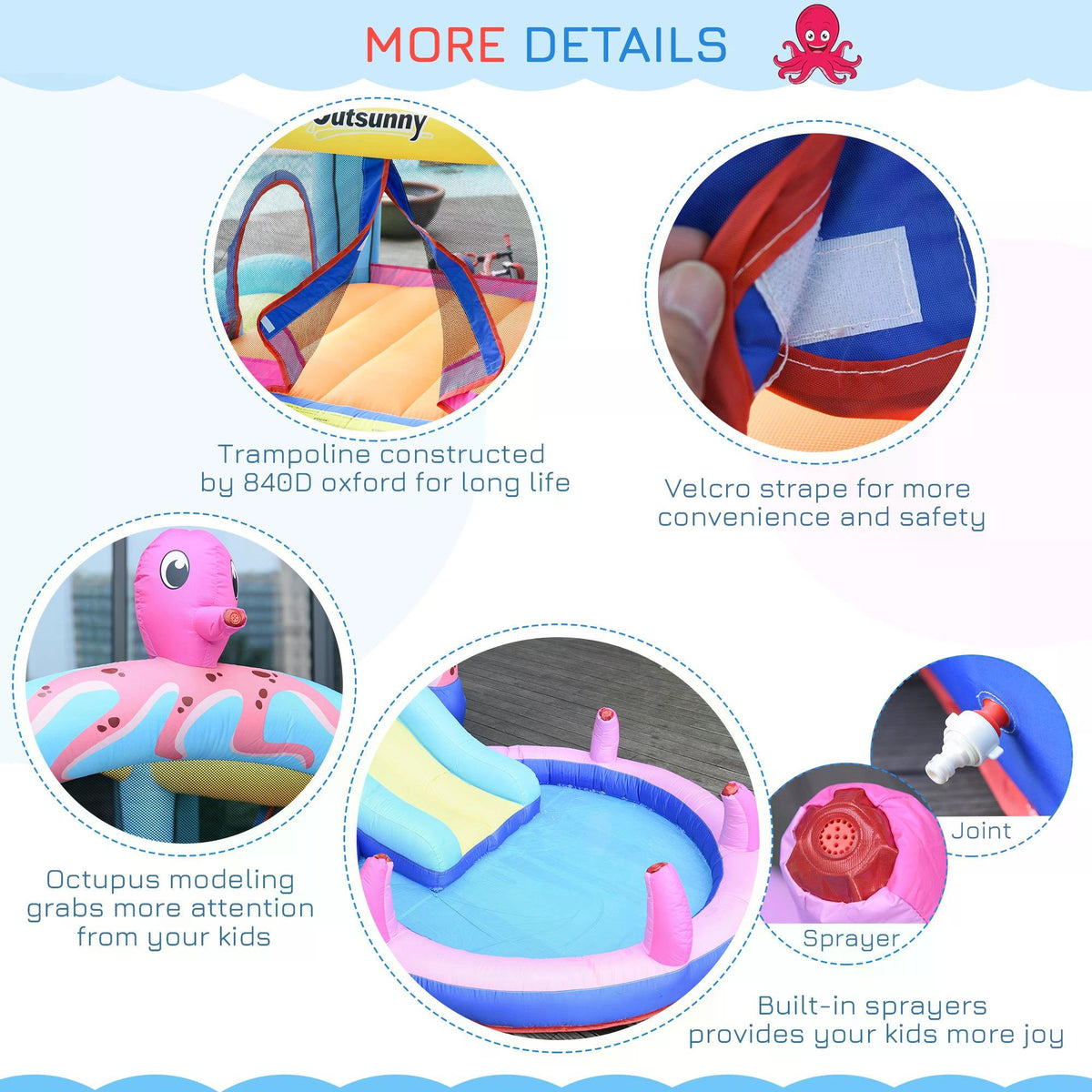 Outsunny Octopus Bouncy Castle Water Park