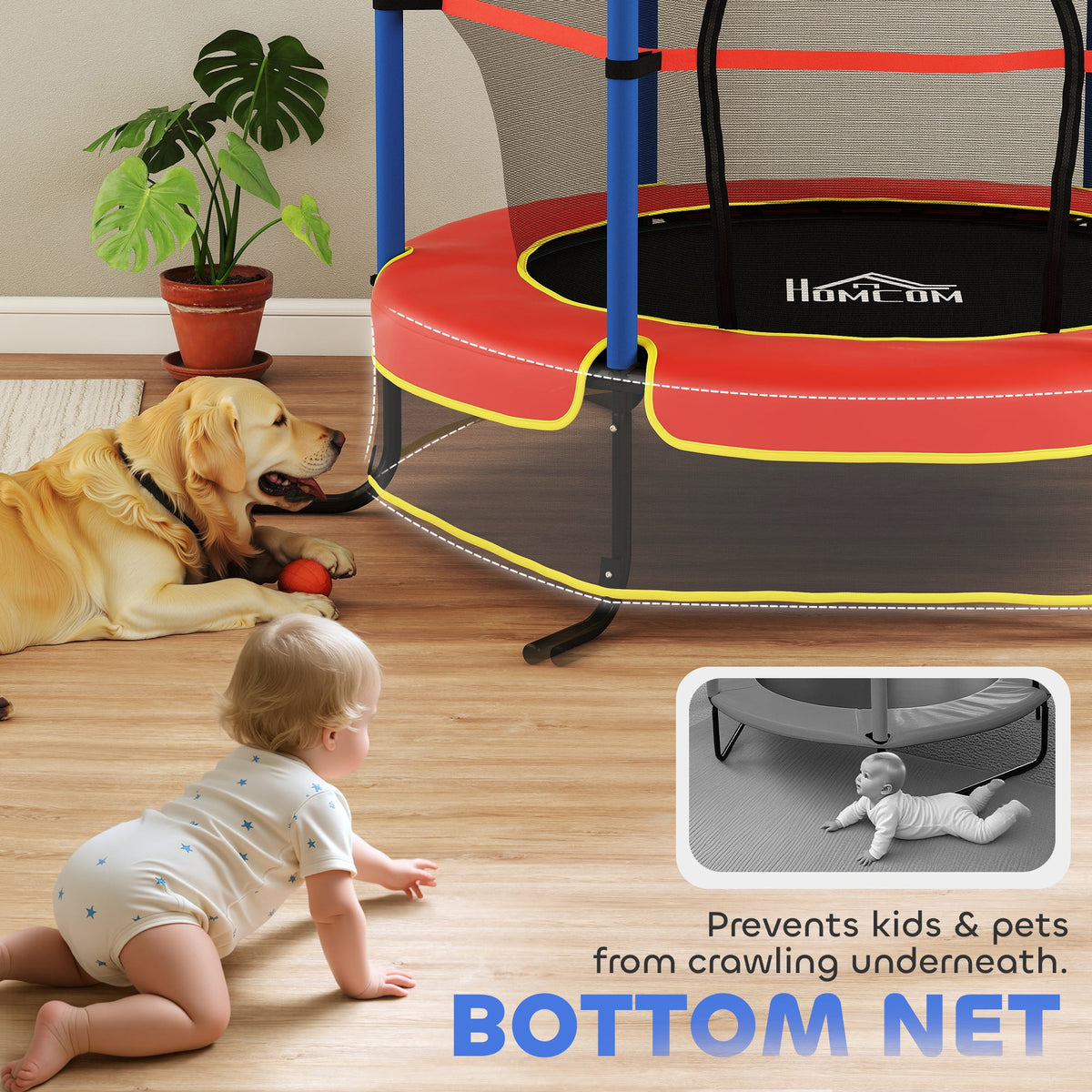HOMCOM Kids Trampoline Safety Net