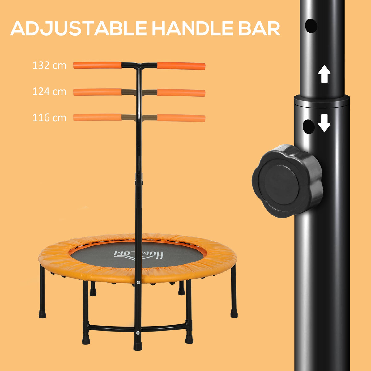 HOMCOM 40" Mini Fitness Trampoline with Handle - Black