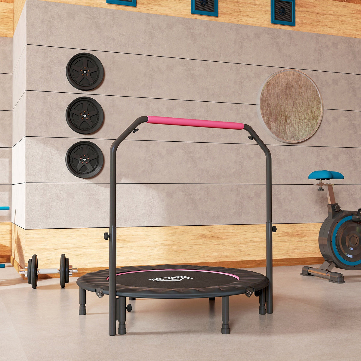 HOMCOM 48" Foldable Mini Fitness Trampoline - Black