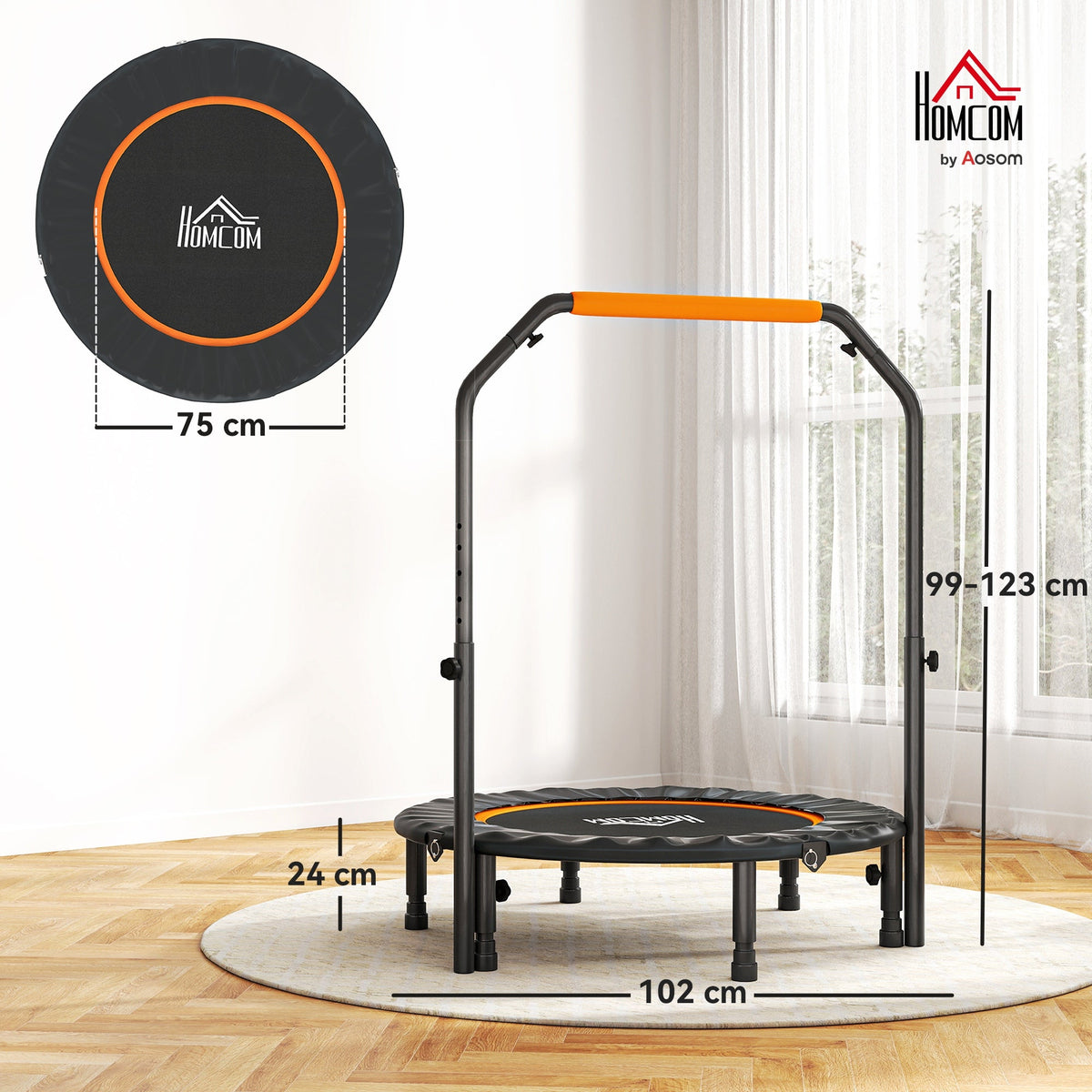 HOMCOM 40" Foldable Mini Fitness Trampoline - Black