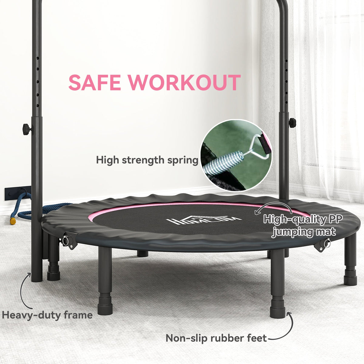 HOMCOM 45" Foldable Mini Fitness Trampoline - Black