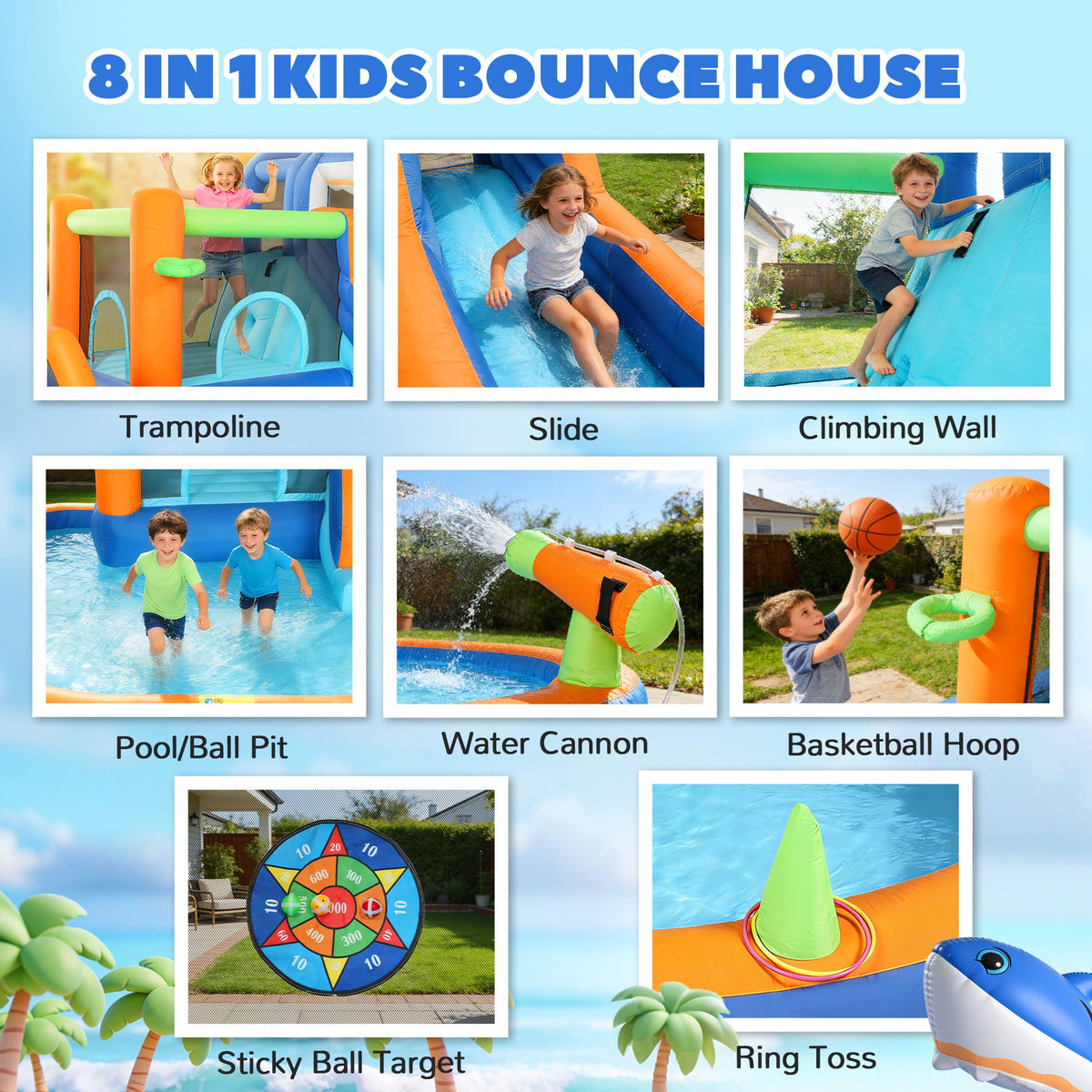 AIYAPLAY Shark Bounce House with Slide