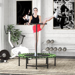 HOMCOM Mini Round Trampoline with Adjustable Handle - Green