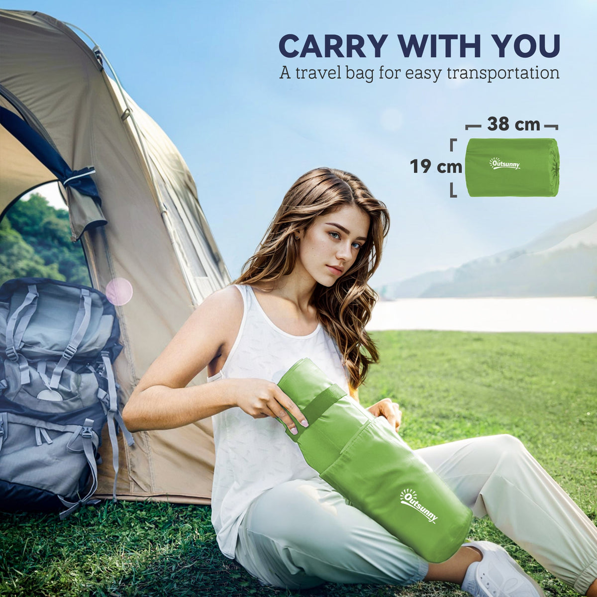 Outsunny 2 Person Camping Inflatable Mattress - Green