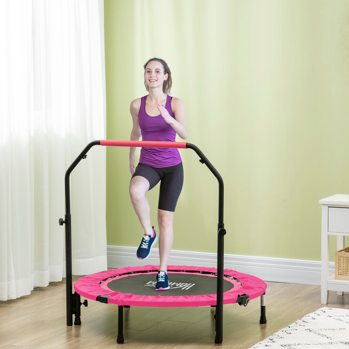 HOMCOM 40" Foldable Mini Fitness Trampoline - Black