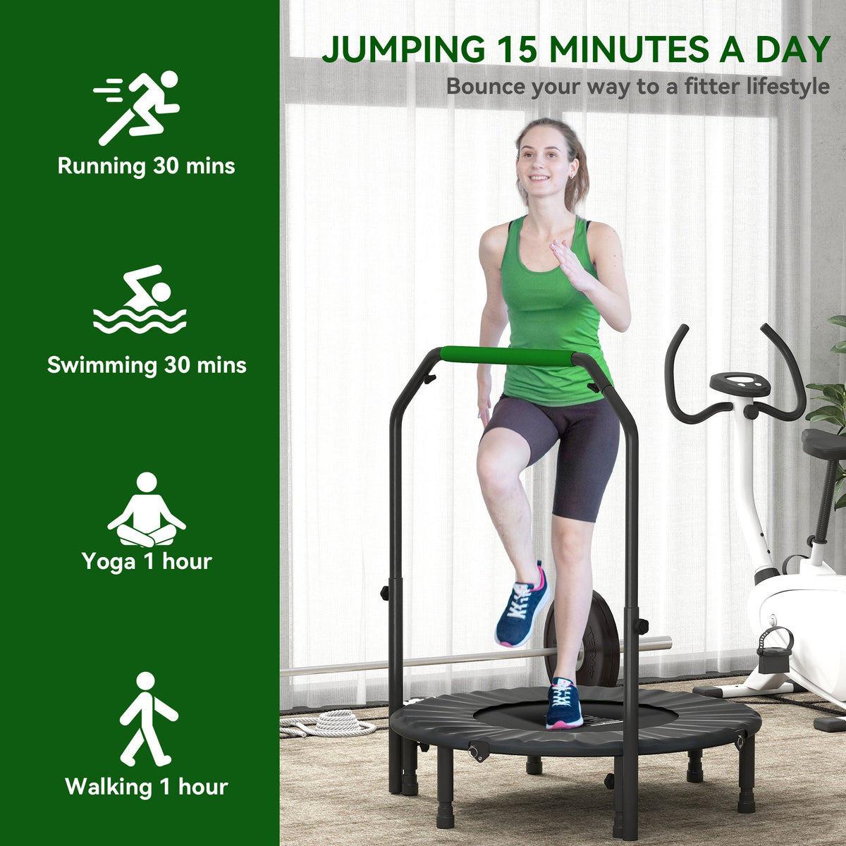 HOMCOM 40" Foldable Mini Fitness Trampoline - Black
