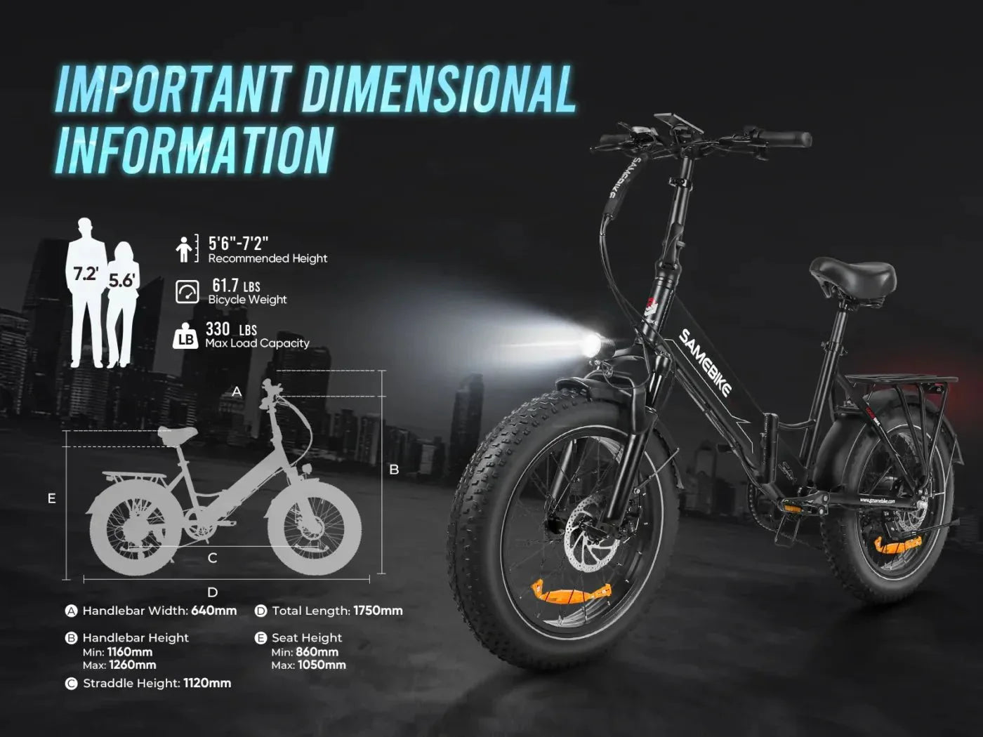 Samebike LOTDM200 Fat Tyre Electric Bike 750W 48V 13Ah