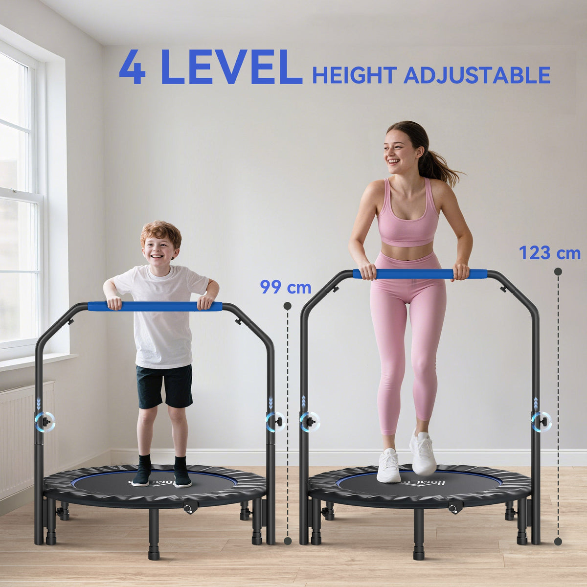 HOMCOM 45" Foldable Mini Fitness Trampoline - Black