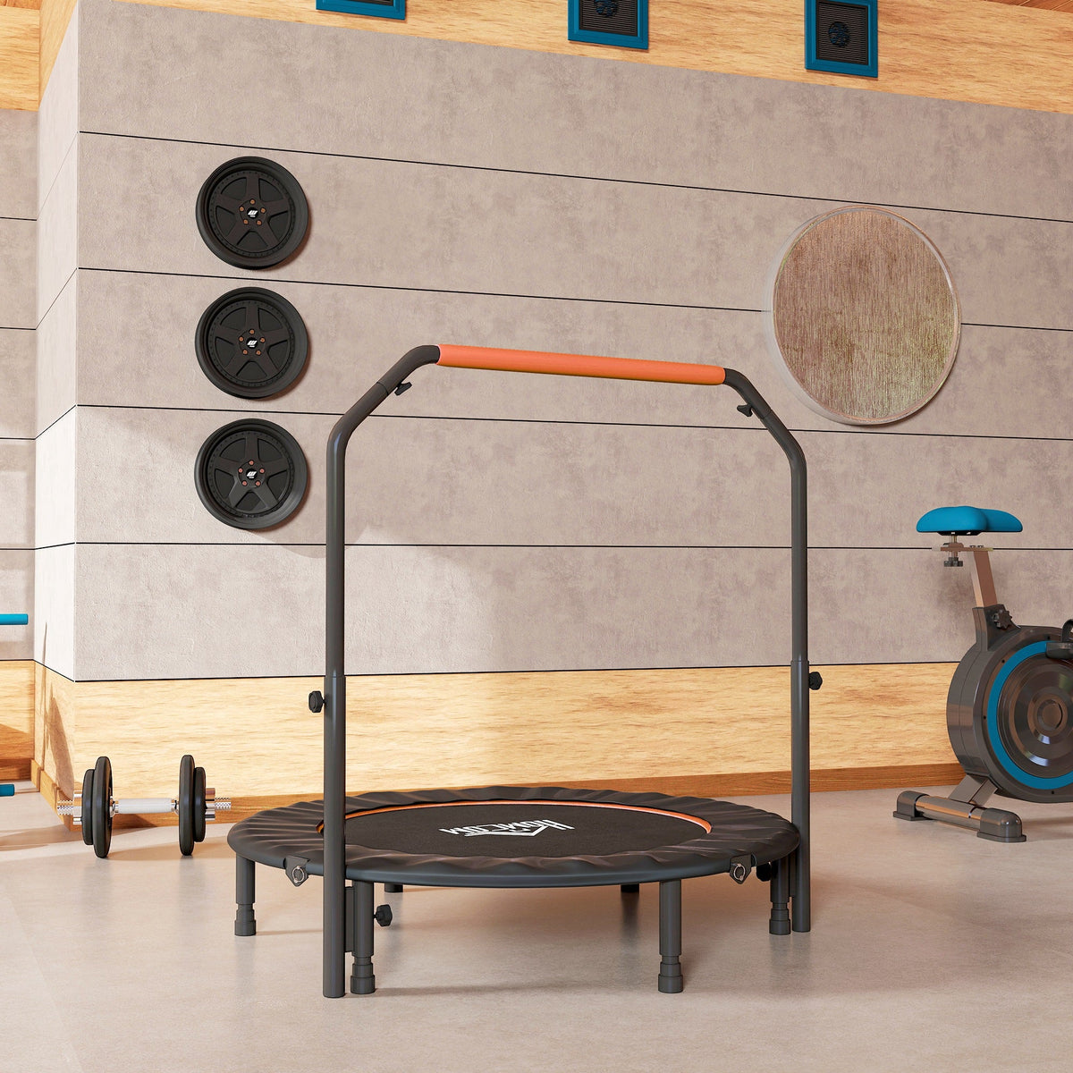 HOMCOM 48" Foldable Mini Fitness Trampoline - Black