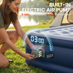 Outsunny Inflatable Mattress, Single Air Bed with Built-in Electric Pump, 3 Mins Inflation, Flocked Surface - Grey