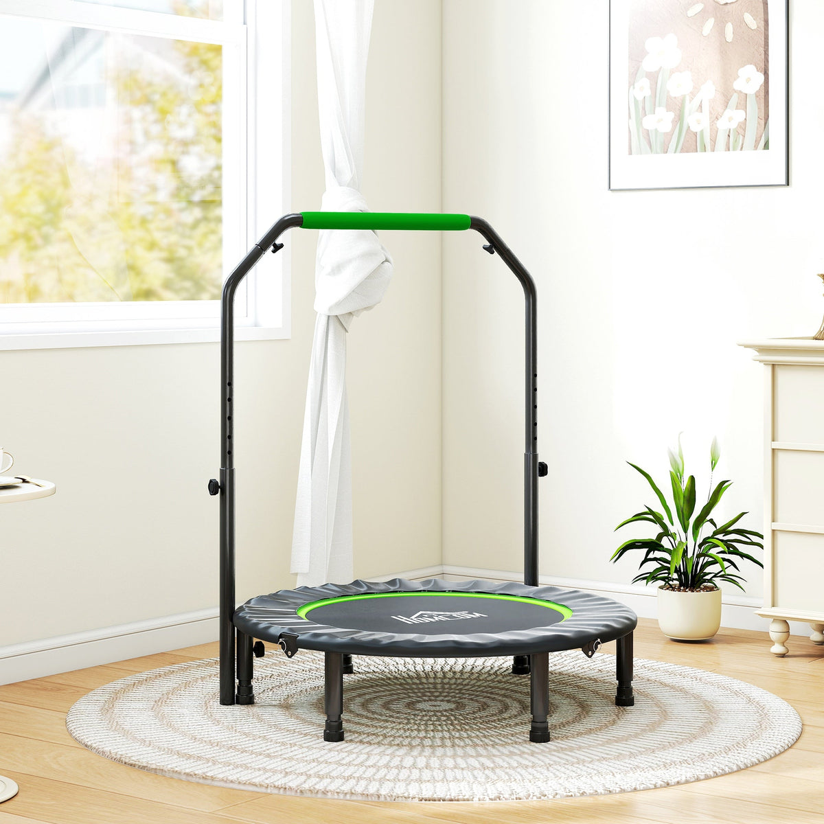HOMCOM 40" Foldable Mini Fitness Trampoline - Black