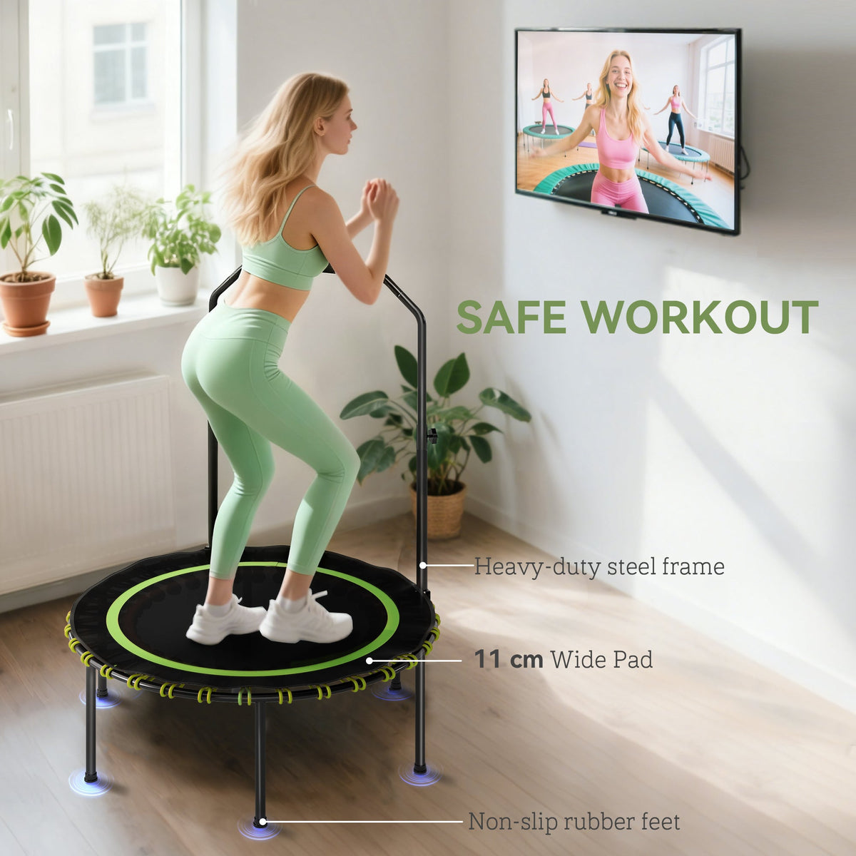 SPORTNOW 40" Foldable Fitness Trampoline - Green